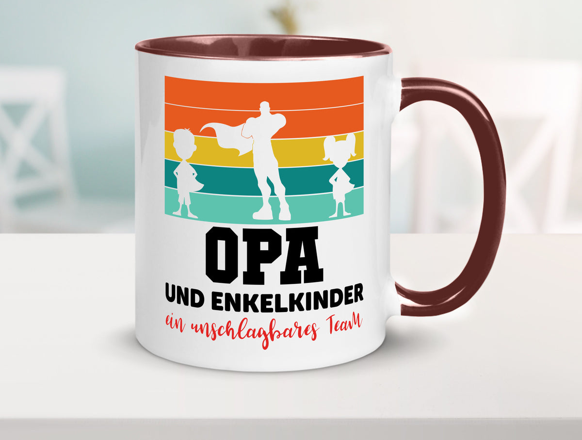 Opa und Enkelkinder ein unschlagbares Team Geschenkidee Familie Humor Tasse