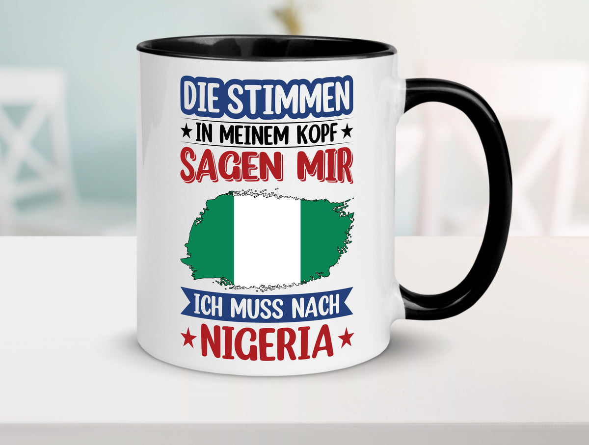 Nigeria | Urlaub Stimmen in meinem Kopf Traumland Geschenk Humor Geschenkidee Tasse