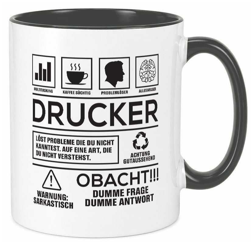 Achtung Probleme Drucker | Druckerei Print Medien Humor Geschenkidee Tasse