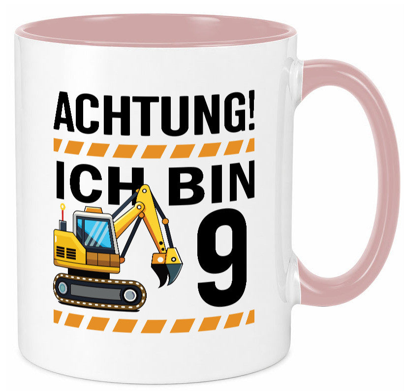 9 Geburtstag Ich bin | Bagger Junge lustiger Spruch Geschenk Geschenkidee Tasse