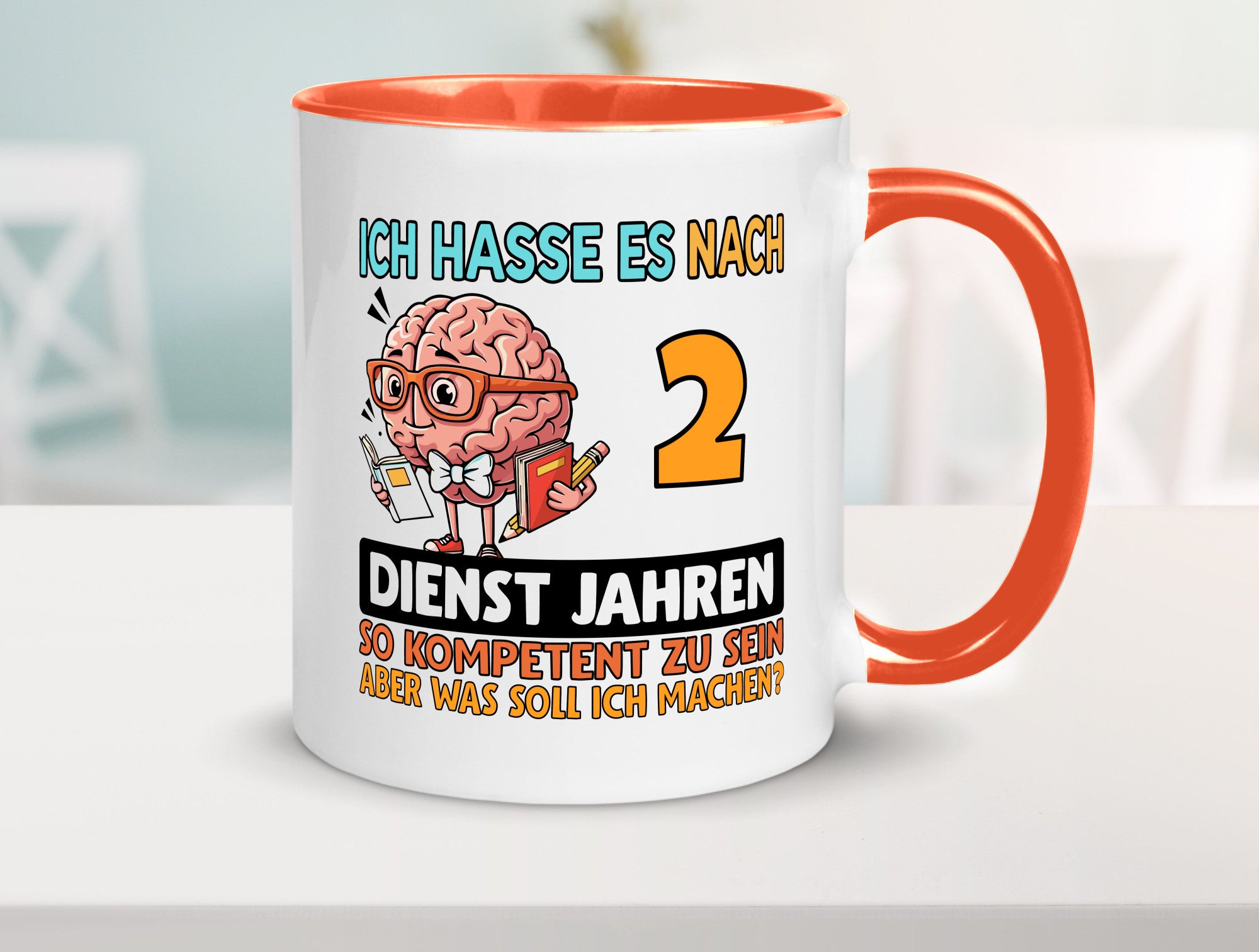 2 Dienstjahre | Arbeit Kompetent lustig Kollegen Büro Geschenk Tasse