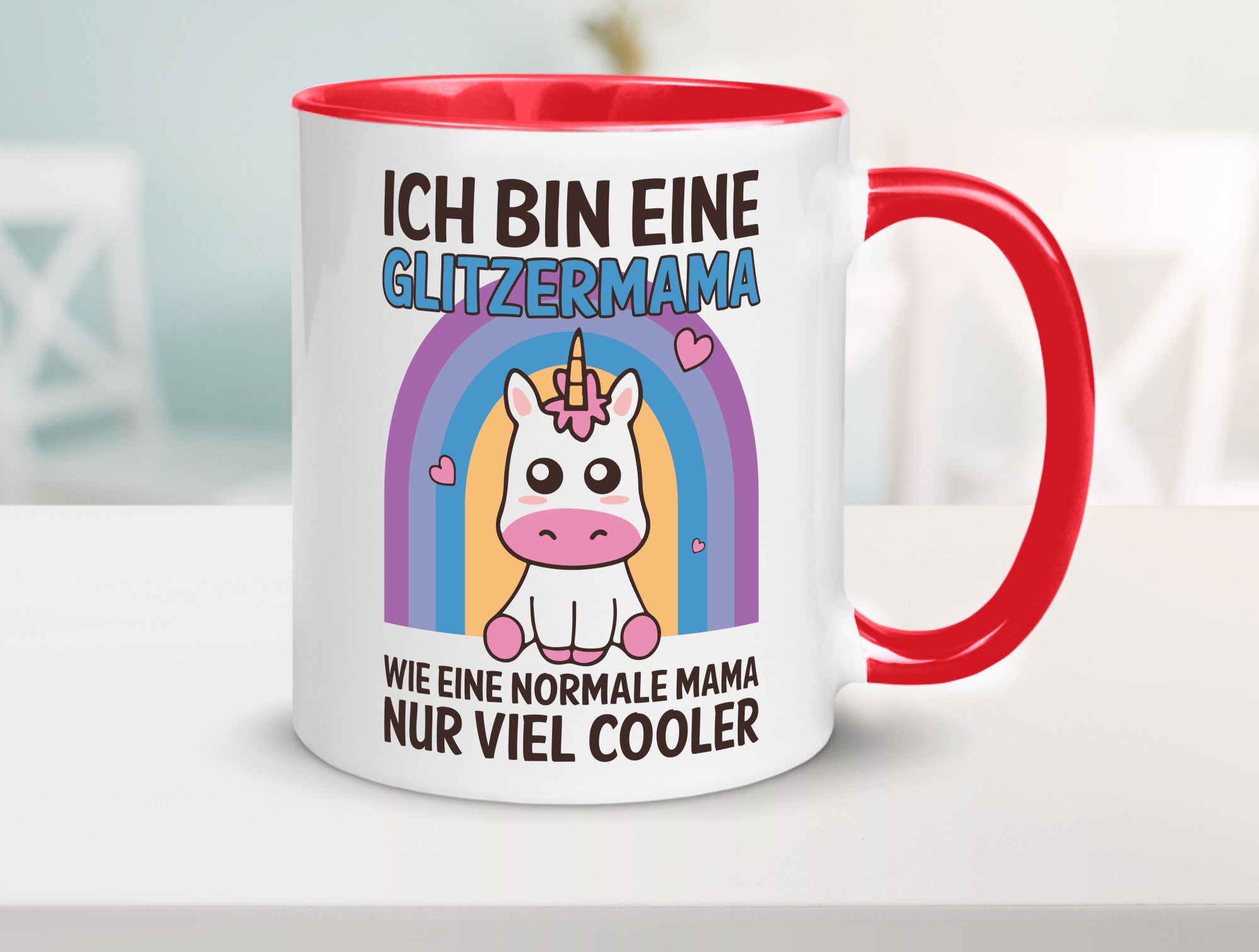 Glitzermama, wie normal, nur cooler | Einhorn Geschenkidee Familie Humor Tasse
