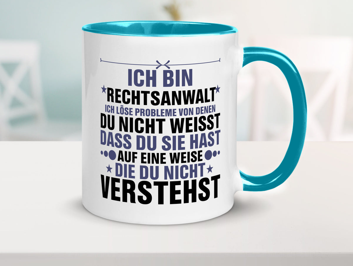 Löse Probleme: Rechtsanwalt | Anwalt Jurist v2 lustig Humor Geschenkidee Tasse