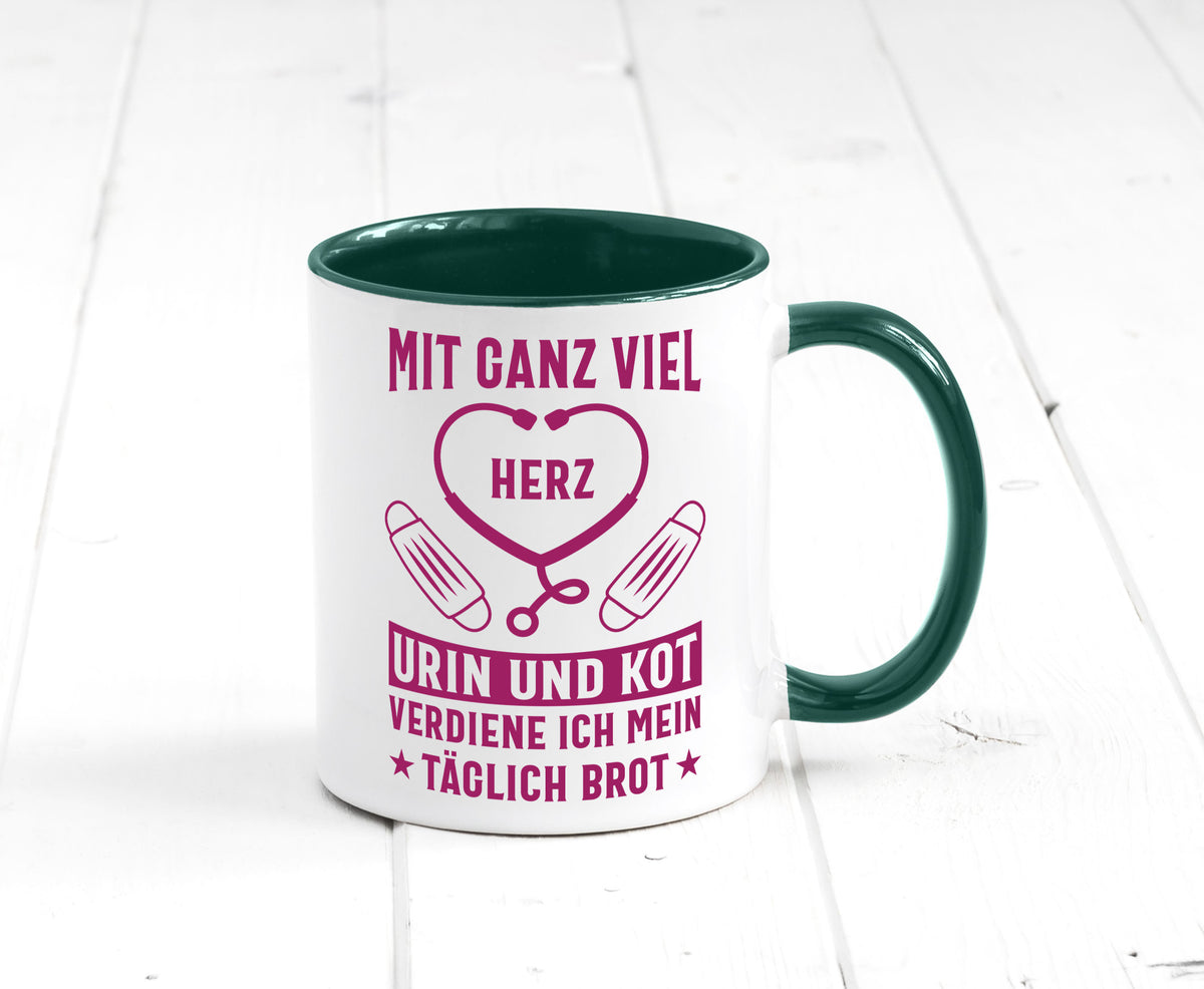 Herz, Urin, Kot, damit verdien ich mein Brot | Stethoskop Geschenk Humor Tasse