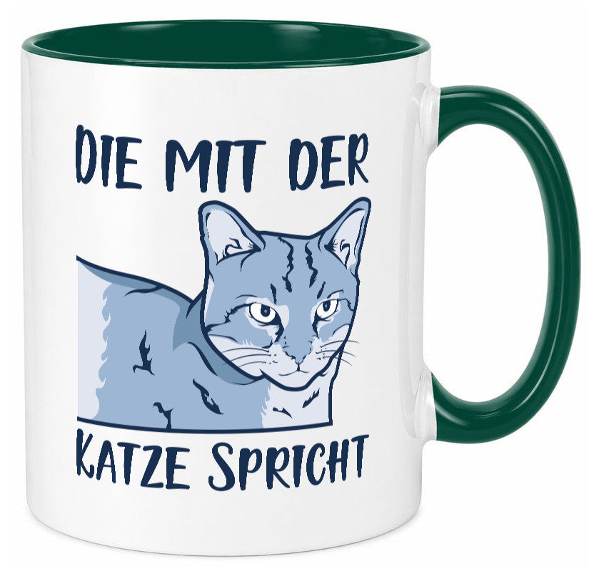 Die mit der Katze spricht | Humor Tierliebhaber Geschenkidee Tasse