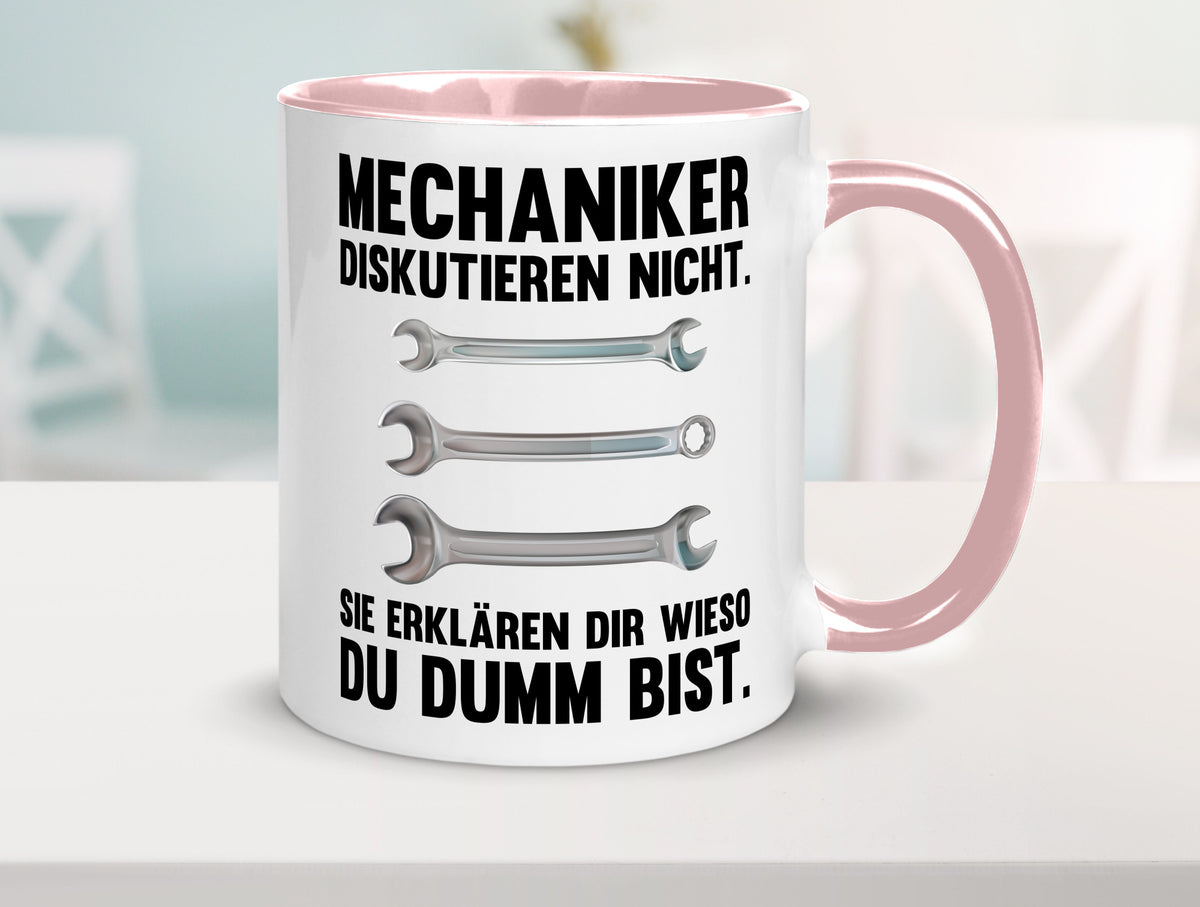 Mechaniker Diskutieren nicht sie erklären nur wieso Geschenkidee Tierliebhaber Tasse