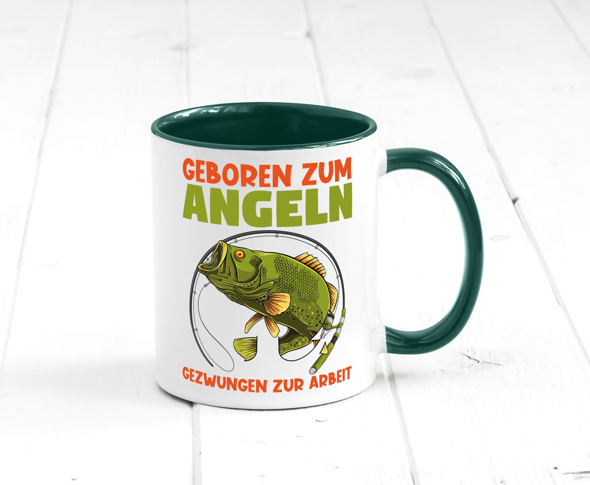 Geboren zum Angeln | Angler Tasse Fischer Spruch Humor Geschenkidee