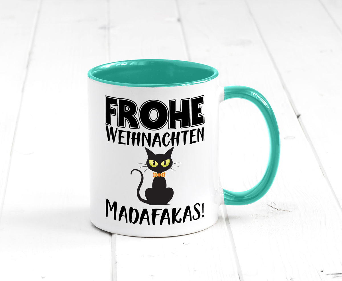 Frohe Weihnachten Madafakas! | Katze Tasse Vintage lustiger Spruch Geschenk