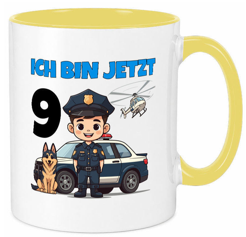 9. Geburtstag | 9 Jahre Polizei Kind Polizeiauto lustig Geschenkidee Geschenk Tasse
