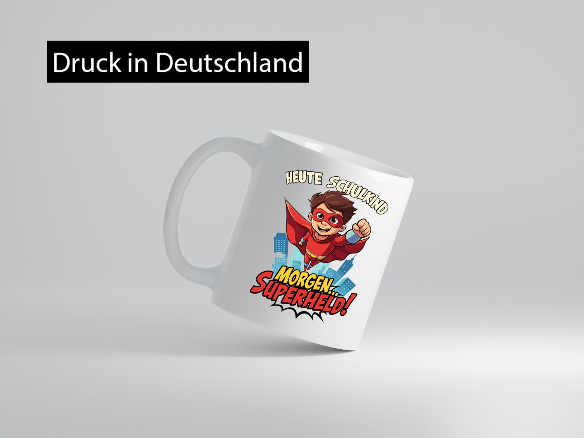 Heute Schulkind morgen Superheld | Einschulung lustiger Spruch Geschenk Humor