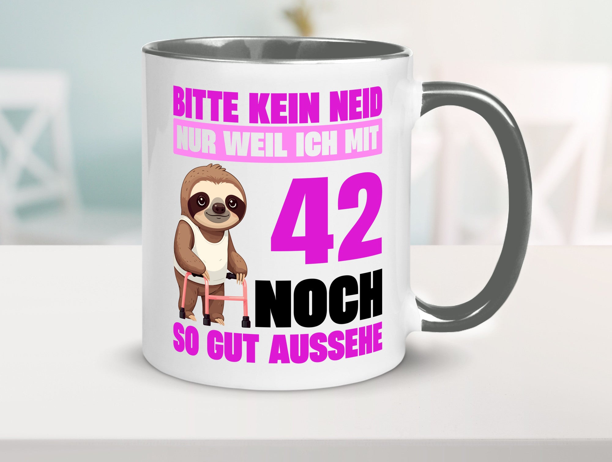 42. Geburtstag | Bitte kein neid Faultier 42 Jahre Geschenkidee Humor Tasse