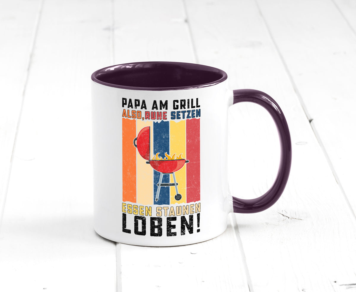 Papa am Grill | Grillmeister BBQ Grillabend v2 Geschenkidee Humor Tasse