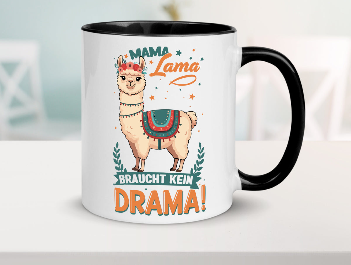 Mama Lama braucht kein Drama | Muttertag Humor Familie Geschenkidee Tasse