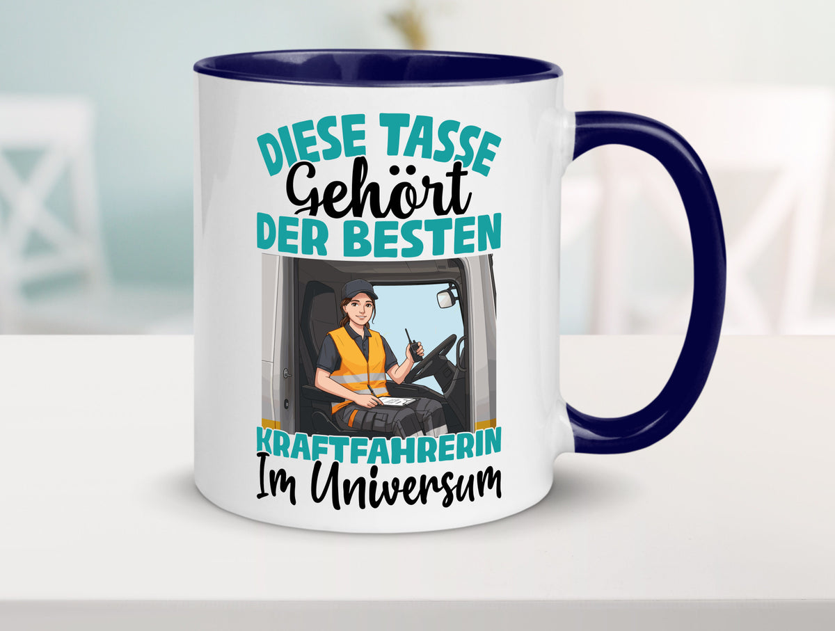 Im Universum: Kraftfahrerin | Lastwagen LKW lustig Humor Geschenkidee Geschenk Tasse