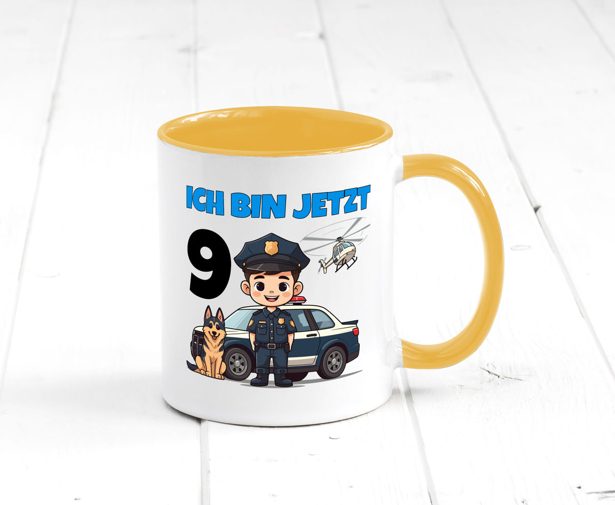 9. Geburtstag | 9 Jahre Polizei Kind Polizeiauto lustig Geschenkidee Geschenk Tasse