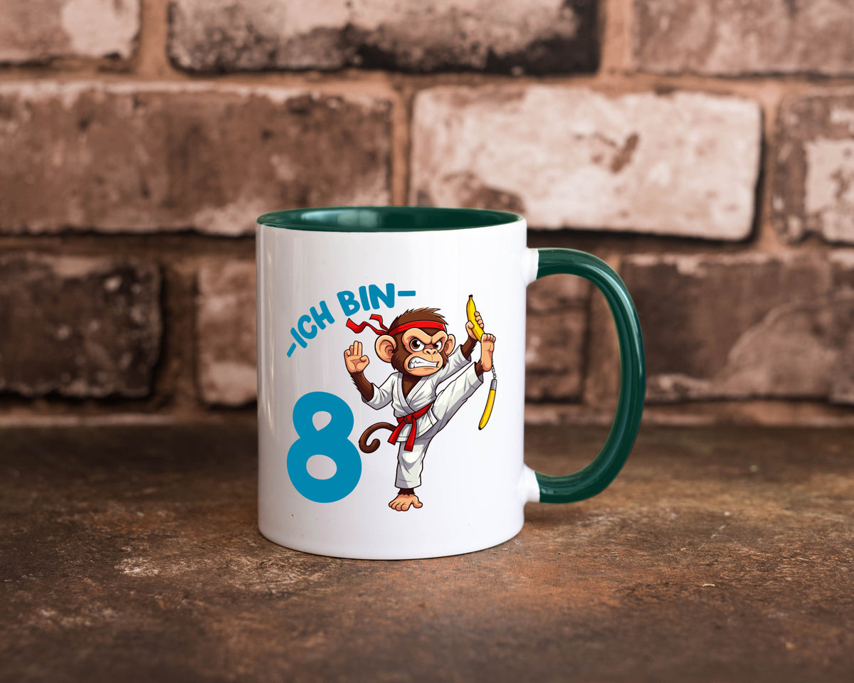 Ich bin 8 | 8. Geburtstag Karate Kampfsport Affe lustiger Spruch Geschenk Tasse
