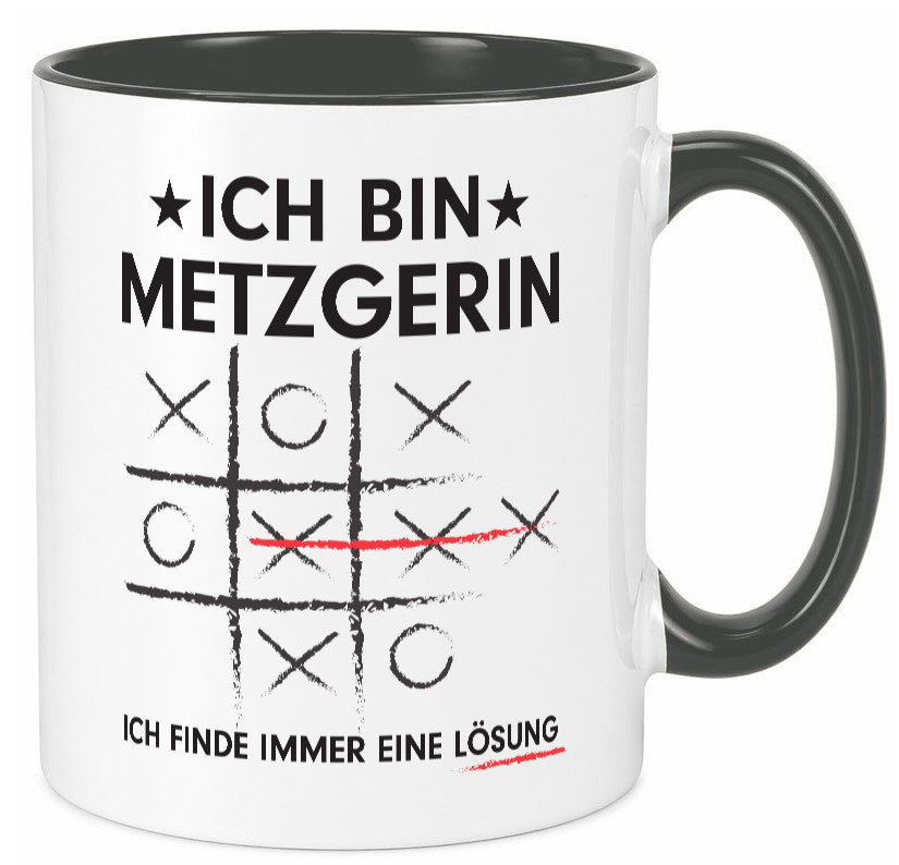 Löse Probleme: Metzgerin | Fleischerin Humor Geschenkidee Tasse