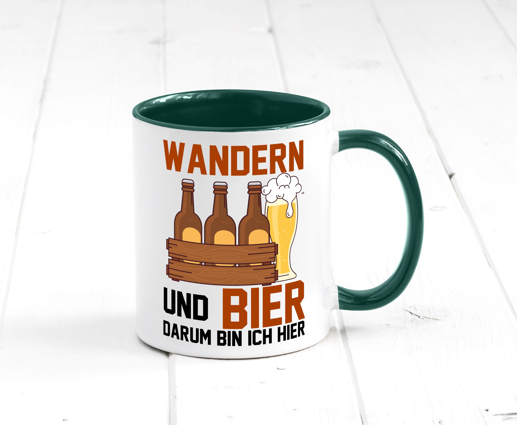 Wandern und Bier darum bin ich hier | Bierkasten lustiger Spruch Geschenk Humor