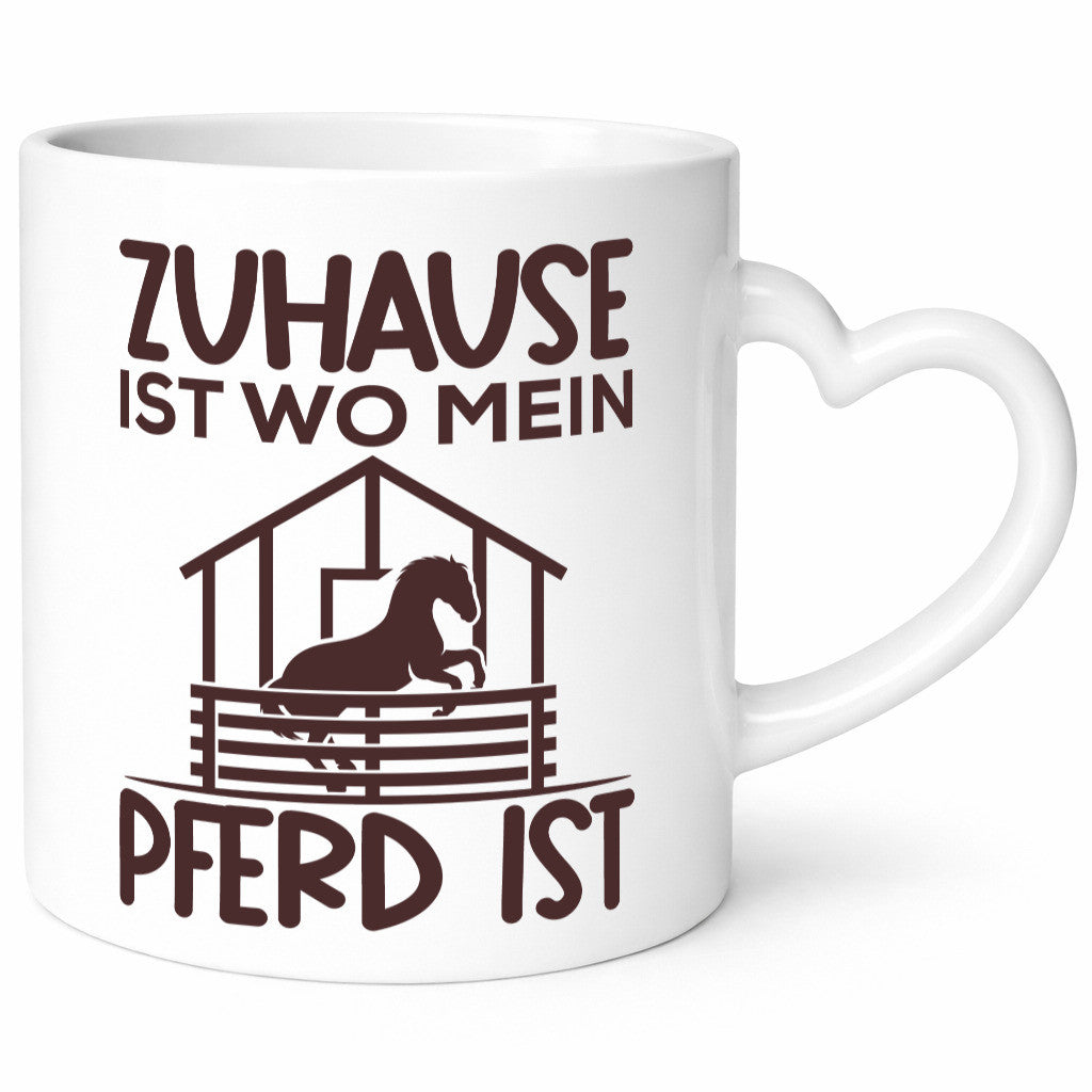Zuhause mit Pferd | Reiterin Tasse Pferdebesitzerin lustiger Spruch Geschenk