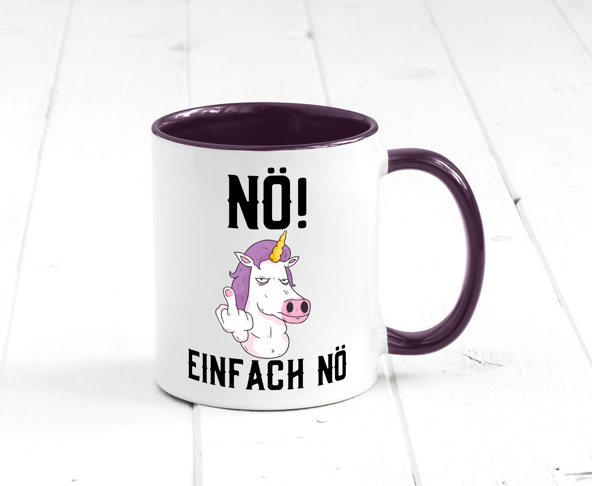 Einfach Nö | Keinen Bock Einhorn Mittelfinger Comic Geschenkidee Humor Tasse