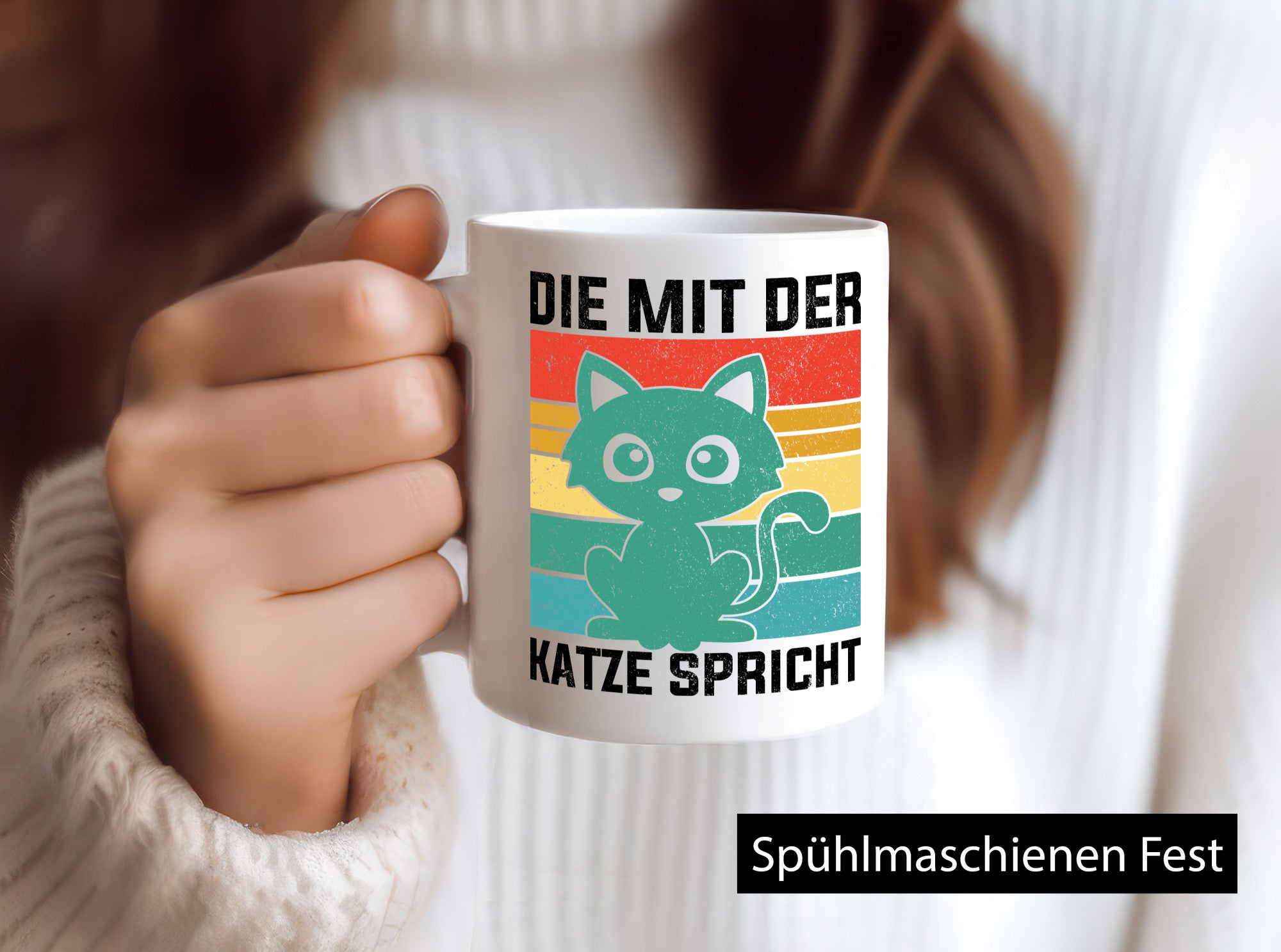 Die mit der Katze Spricht | Katzenmama Katzenliebhaber lustiger Spruch Geschenk