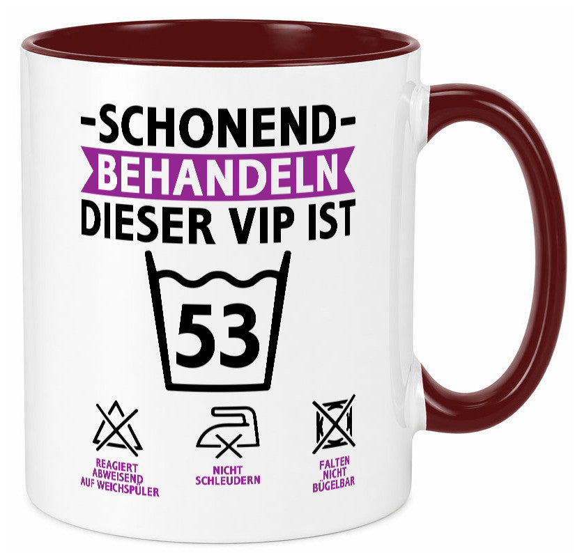 53 Geburtstag | schonend behandeln Jahre v2 lustiger Spruch Geschenk Tasse