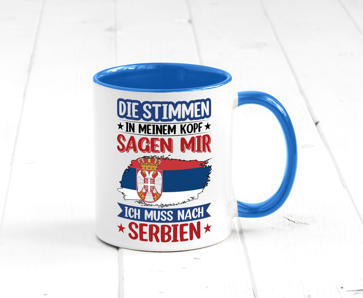 Serbien | Urlaub Stimmen in meinem Kopf Traumland v2 Geschenk Humor Tasse