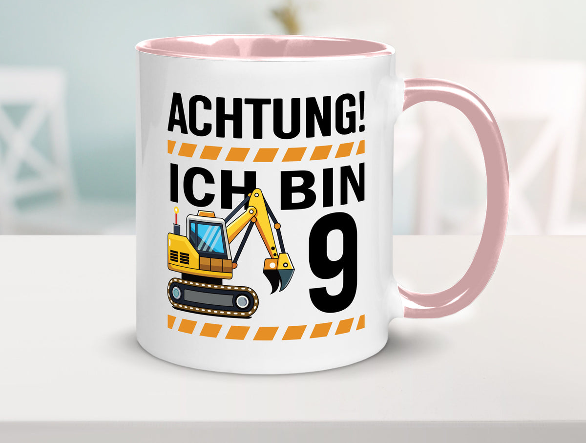 9 Geburtstag Ich bin | Bagger Junge lustiger Spruch Geschenk Geschenkidee Tasse