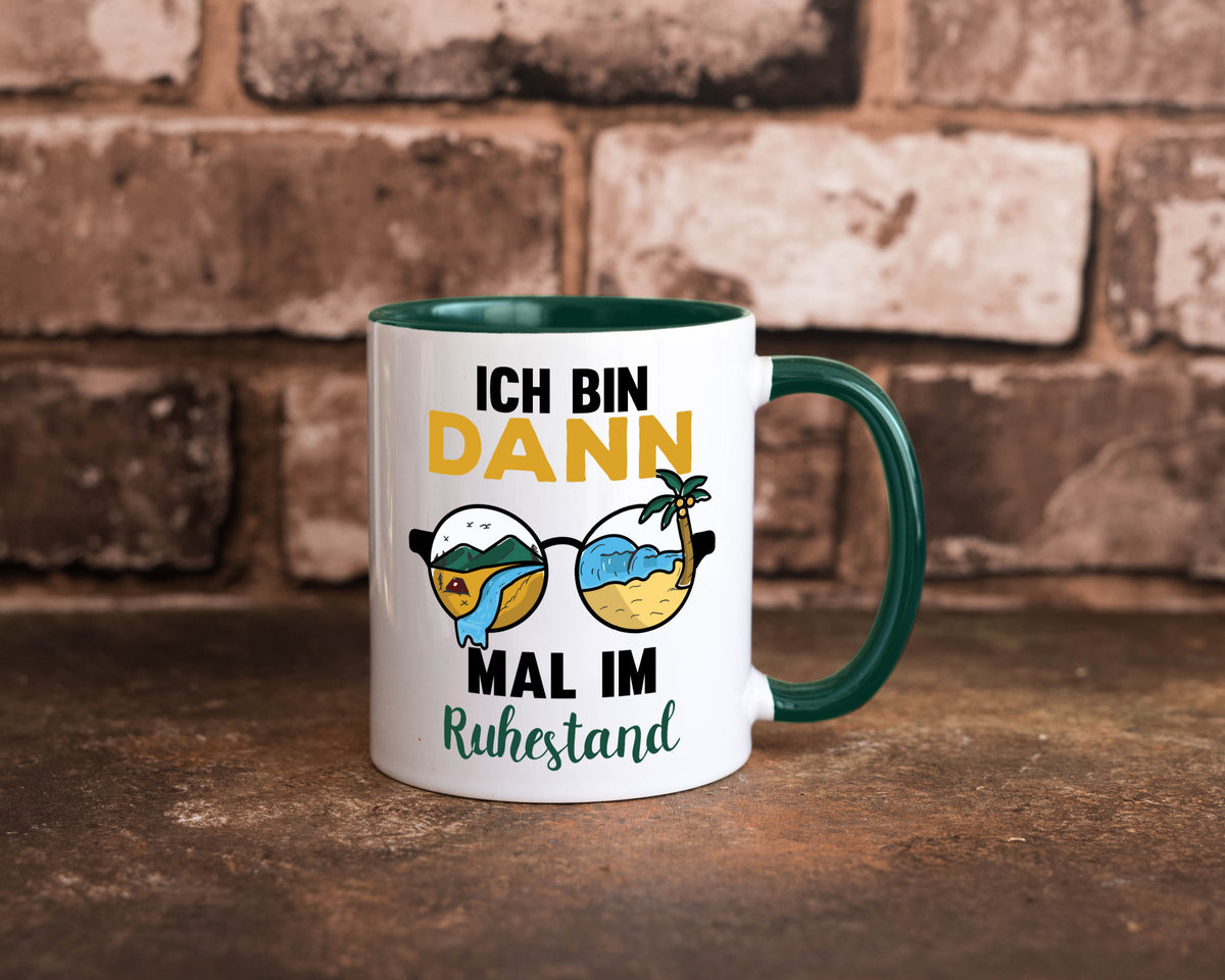 Bin dann mal im Ruhestand | Sonnenbrille Palme Meer lustig Jubiläum Geschenk Tasse
