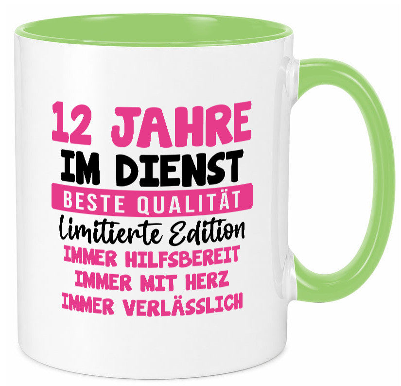 12 Jahre im Dienst | Jubiläum Arbeit v10 Geschenkidee Kollegen Büro Humor Tasse