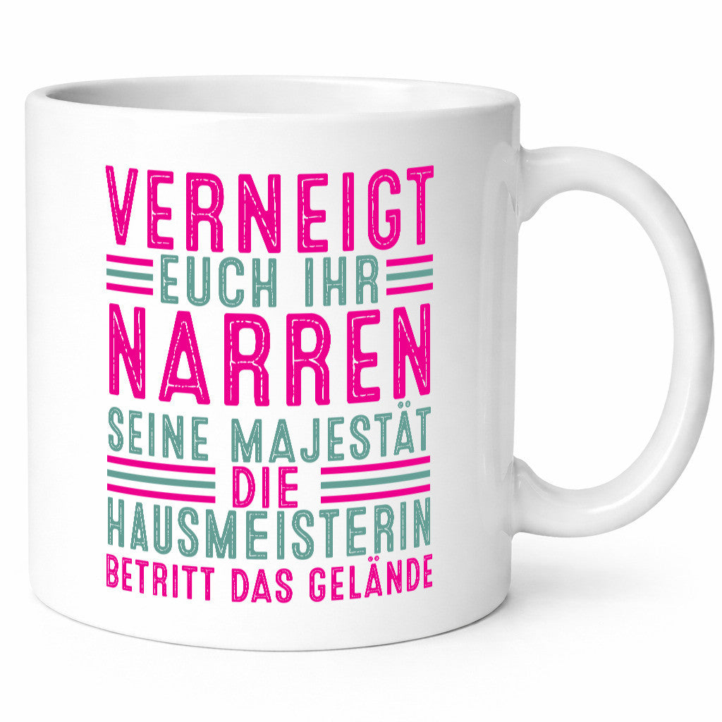 Verneigt euch: Hausmeisterin | Hauswart lustig Humor Geschenkidee Geschenk Tasse
