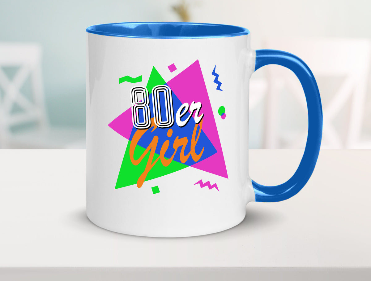 80er Girl - Jahre bunt + verrückt retro Humor Geschenkidee Tasse