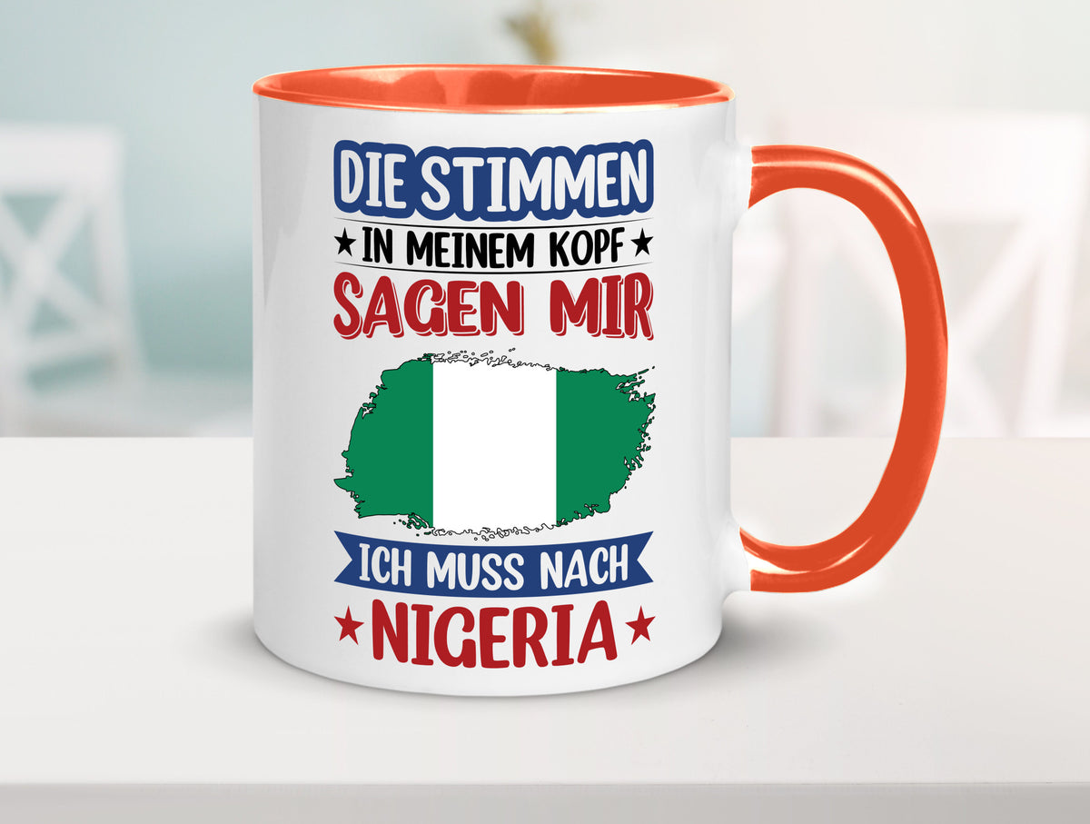 Nigeria | Urlaub Stimmen in meinem Kopf Traumland Geschenk Humor Geschenkidee Tasse