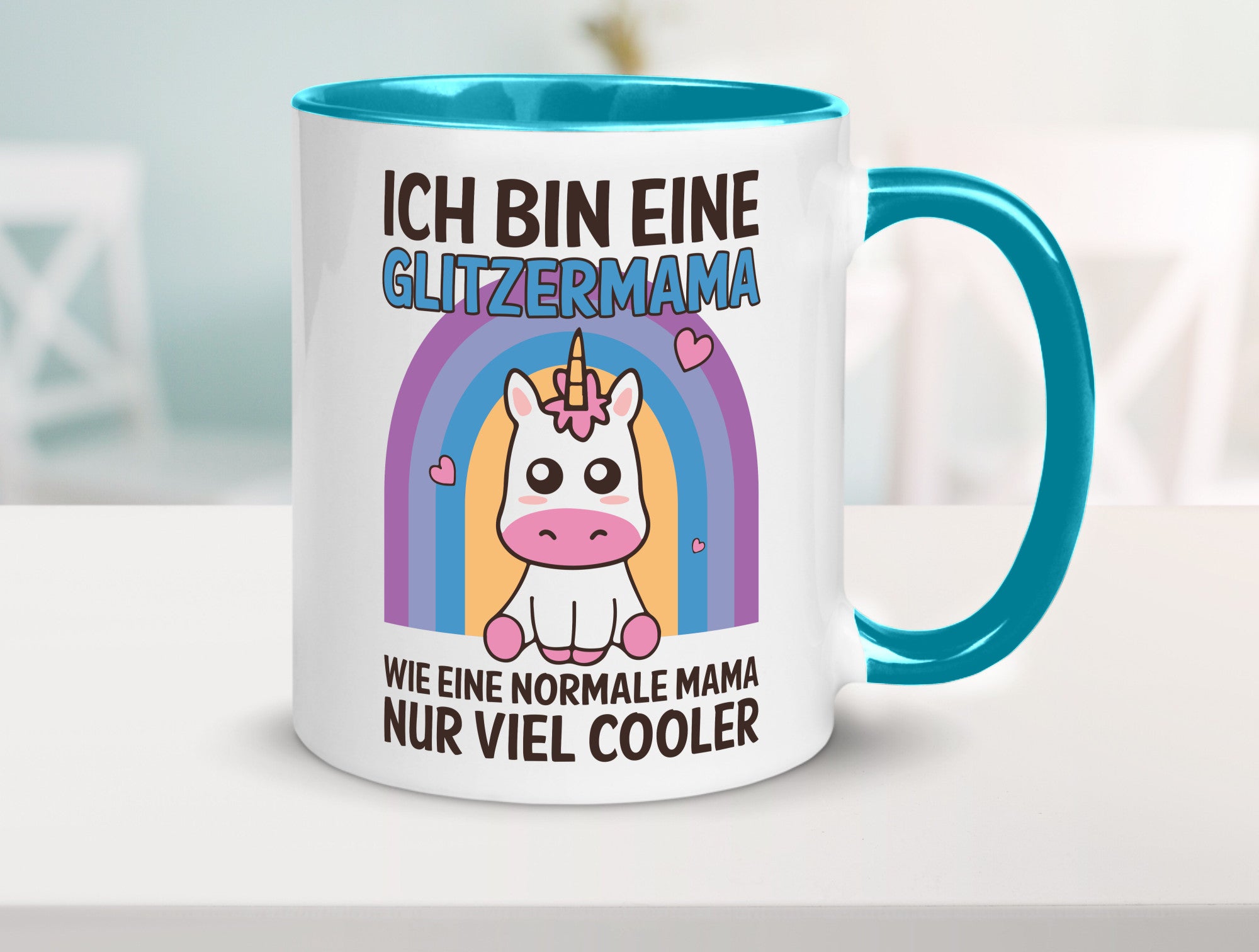 Glitzermama, wie normal, nur cooler | Einhorn Geschenkidee Familie Humor Tasse