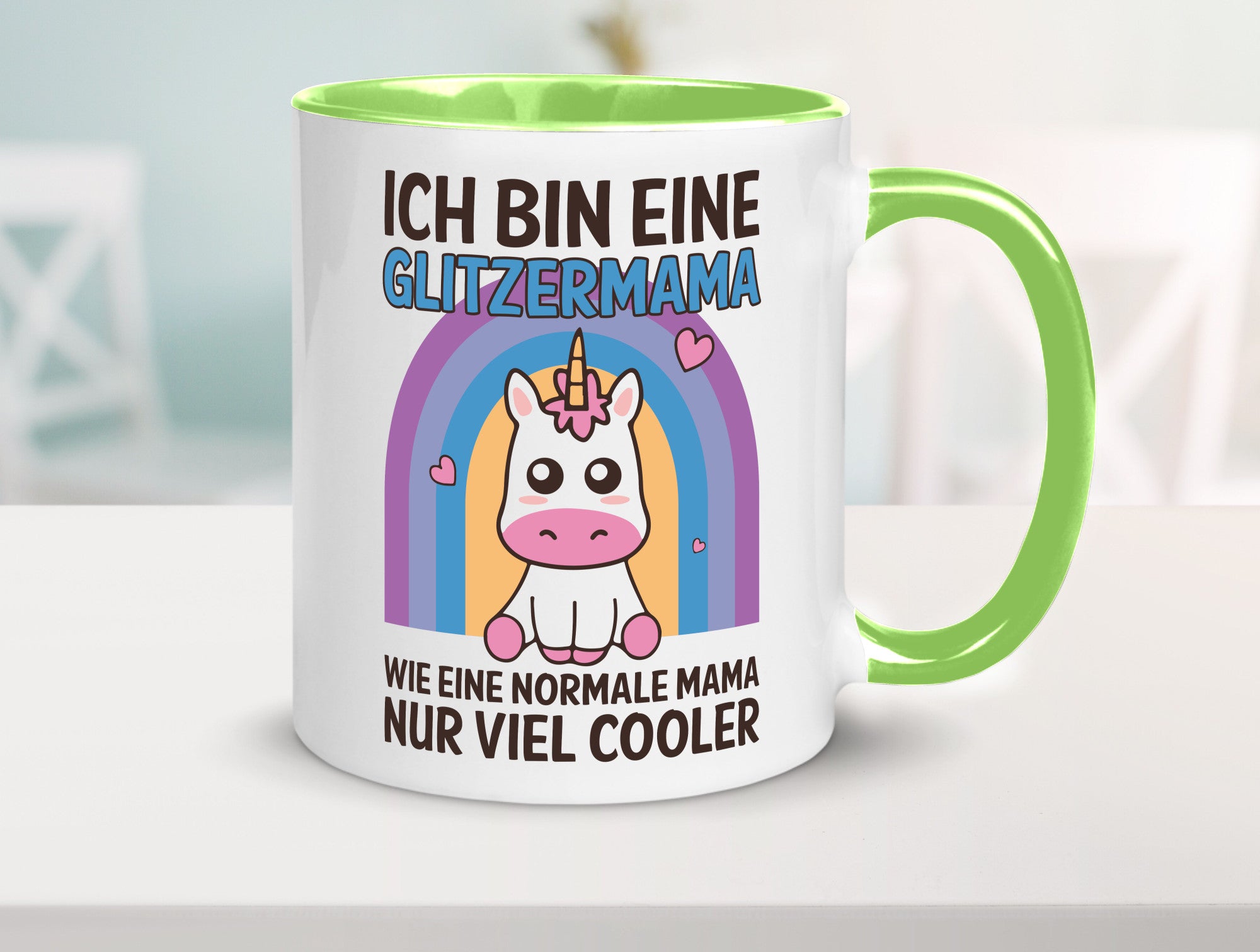 Glitzermama, wie normal, nur cooler | Einhorn Geschenkidee Familie Humor Tasse