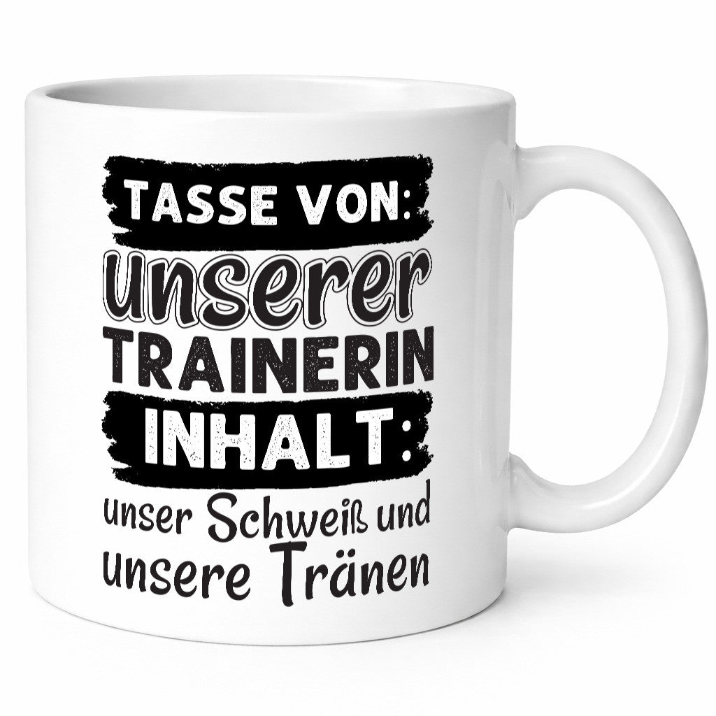 Schweiß und Tränen | Trainerin Tasse Sporttrainerin lustig Humor Geschenkidee