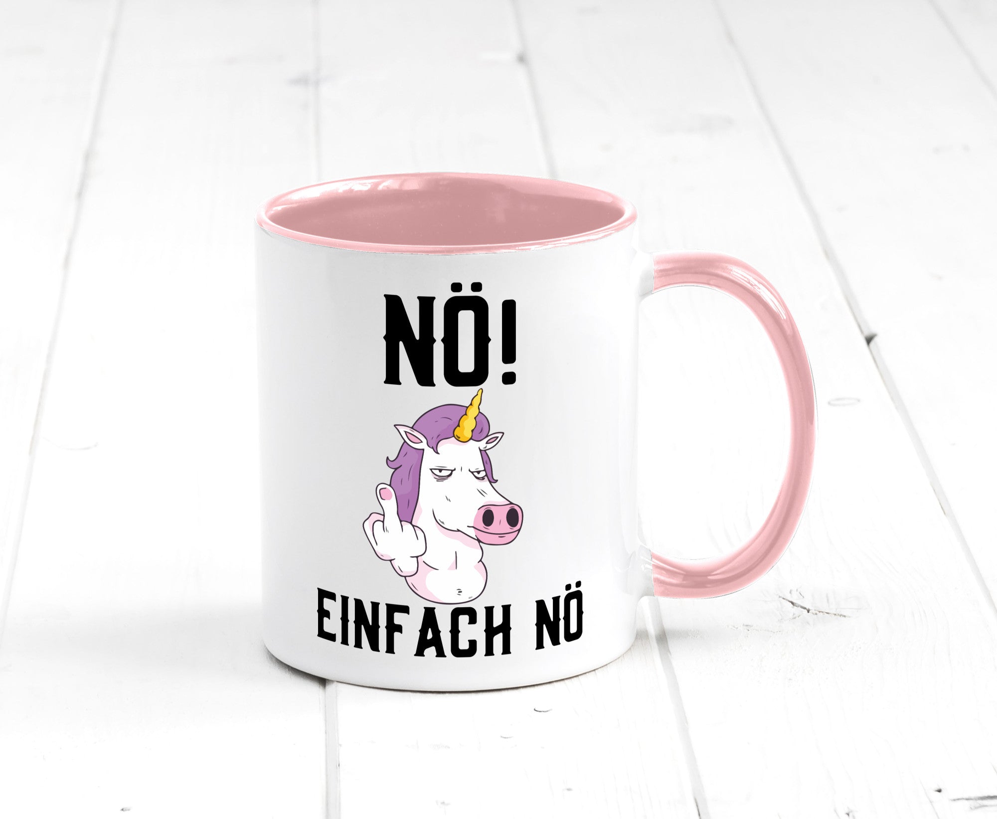 Einfach Nö | Keinen Bock Einhorn Mittelfinger Comic Geschenkidee Humor Tasse