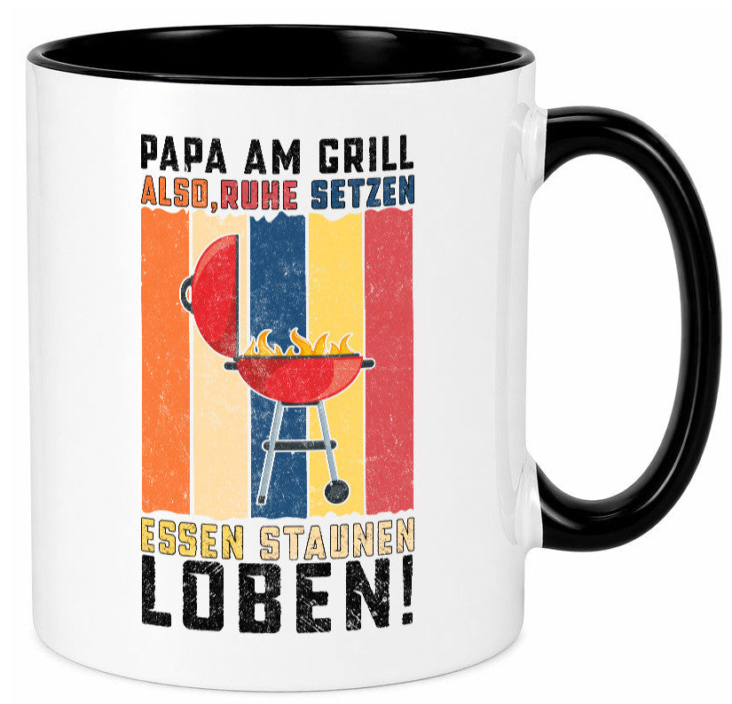 Papa am Grill | Grillmeister BBQ Grillabend v2 Geschenkidee Humor Tasse