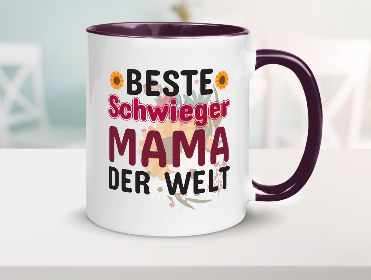 Beste Schwiegermama | Schwiegermutter Tasse Blumen Humor Familie Geschenkidee