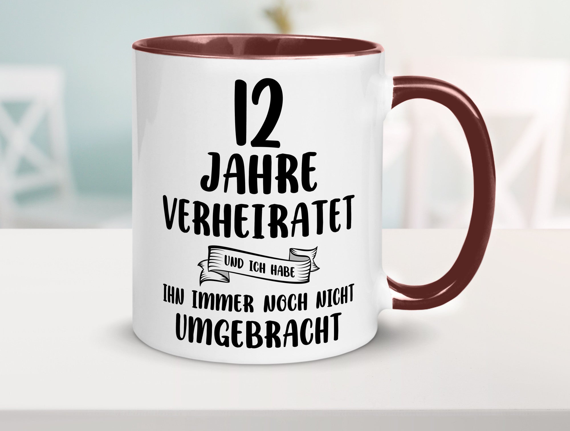 12 Jahre Verheiratet, immer noch am Leben! Geschenkidee Humor Tasse