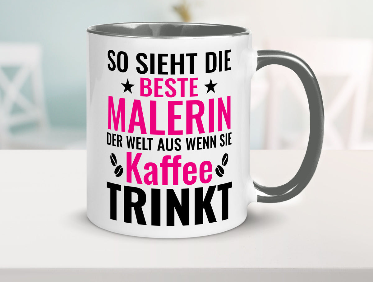 Kaffee trinkt: Malerin | Malerinnen lustiger Spruch Geschenk Humor Geschenkidee Tasse