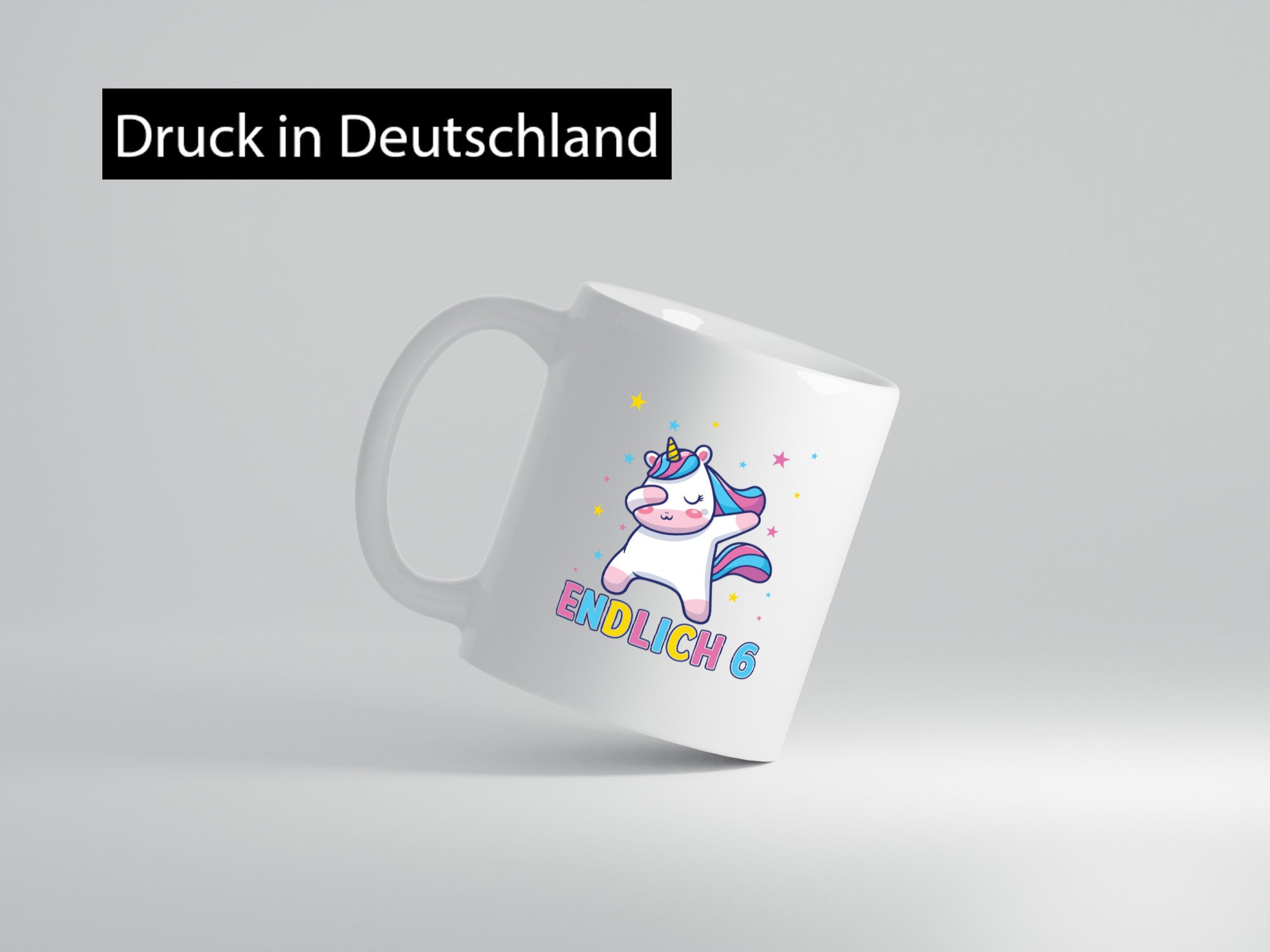 Endlich 6 | Einhorn Sterne lustiger Spruch Geschenk Humor Geschenkidee Tasse