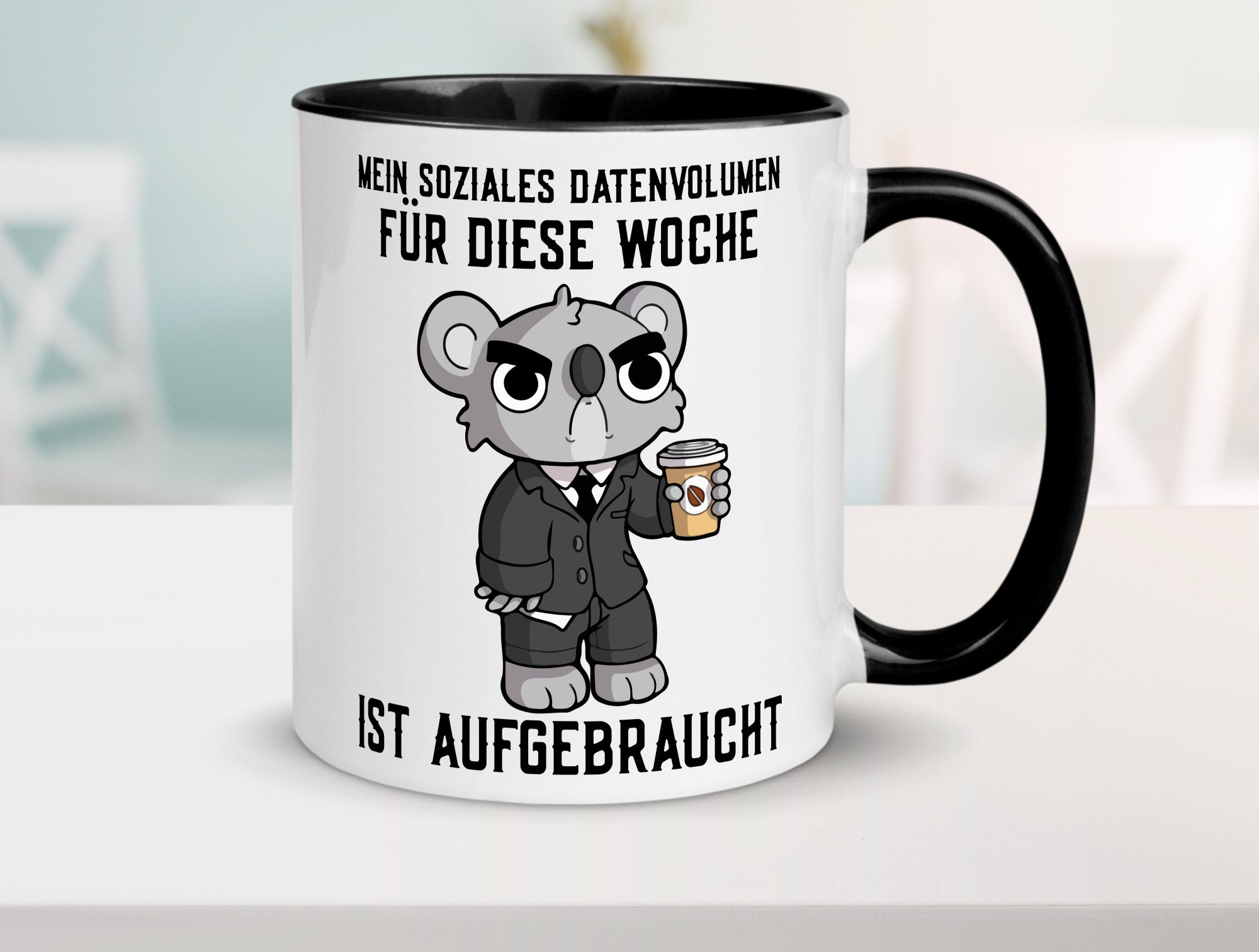 Soziales Datenvolumen | wütender Bär Einzelgänger Nerd Geschenkidee Humor Tasse