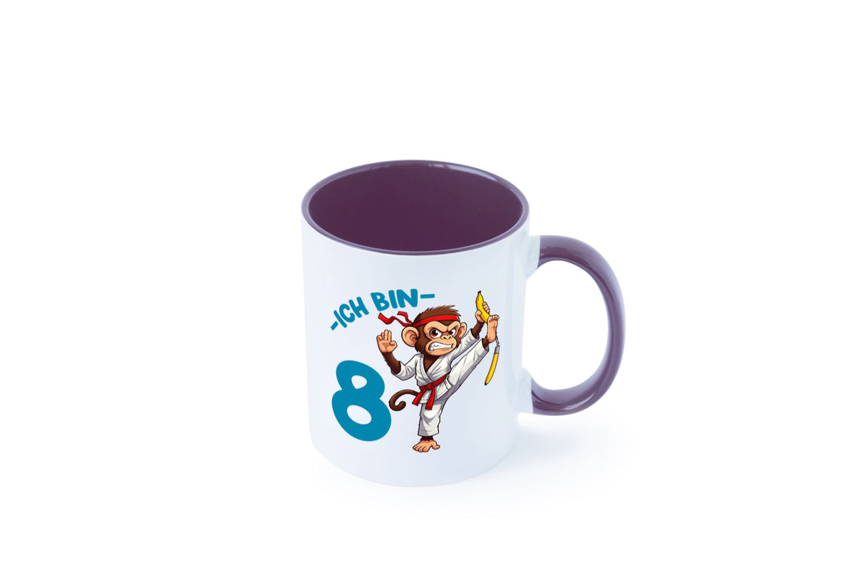 Ich bin 8 | 8. Geburtstag Karate Kampfsport Affe lustiger Spruch Geschenk Tasse
