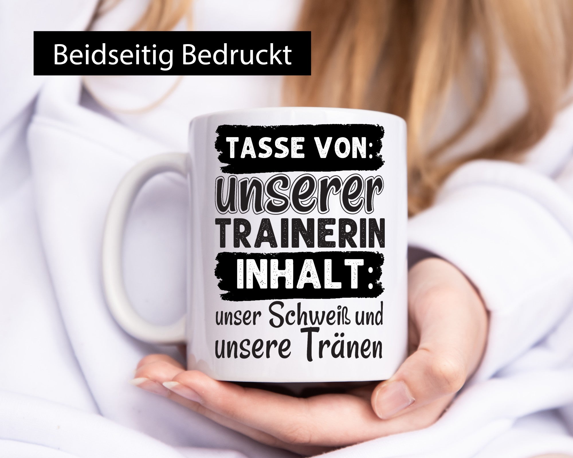 Schweiß und Tränen | Trainerin Tasse Sporttrainerin lustig Humor Geschenkidee