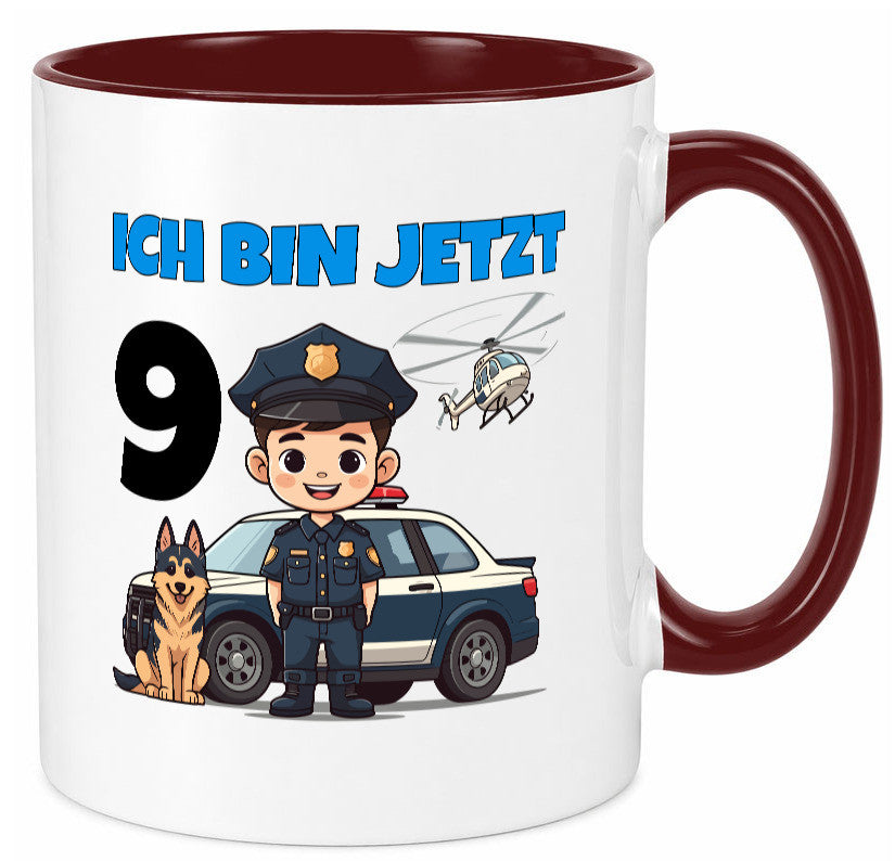 9. Geburtstag | 9 Jahre Polizei Kind Polizeiauto lustig Geschenkidee Geschenk Tasse