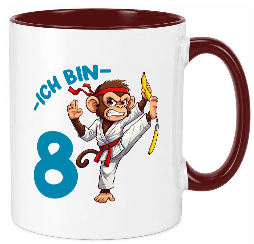 Ich bin 8 | 8. Geburtstag Karate Kampfsport Affe lustiger Spruch Geschenk Tasse