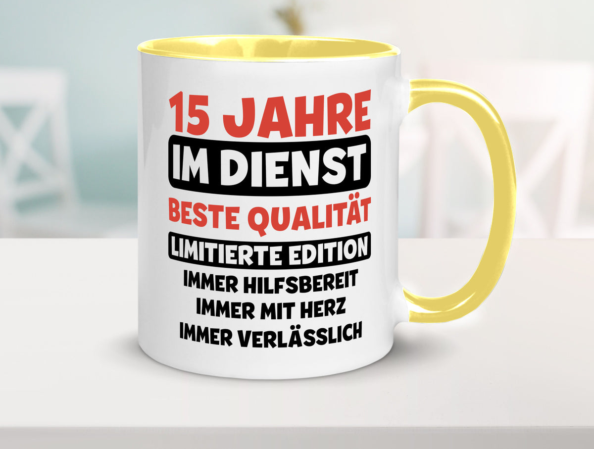 15 Jahre im Dienst | Jubiläum Arbeit v3 lustig Kollegen Büro Geschenk Tasse