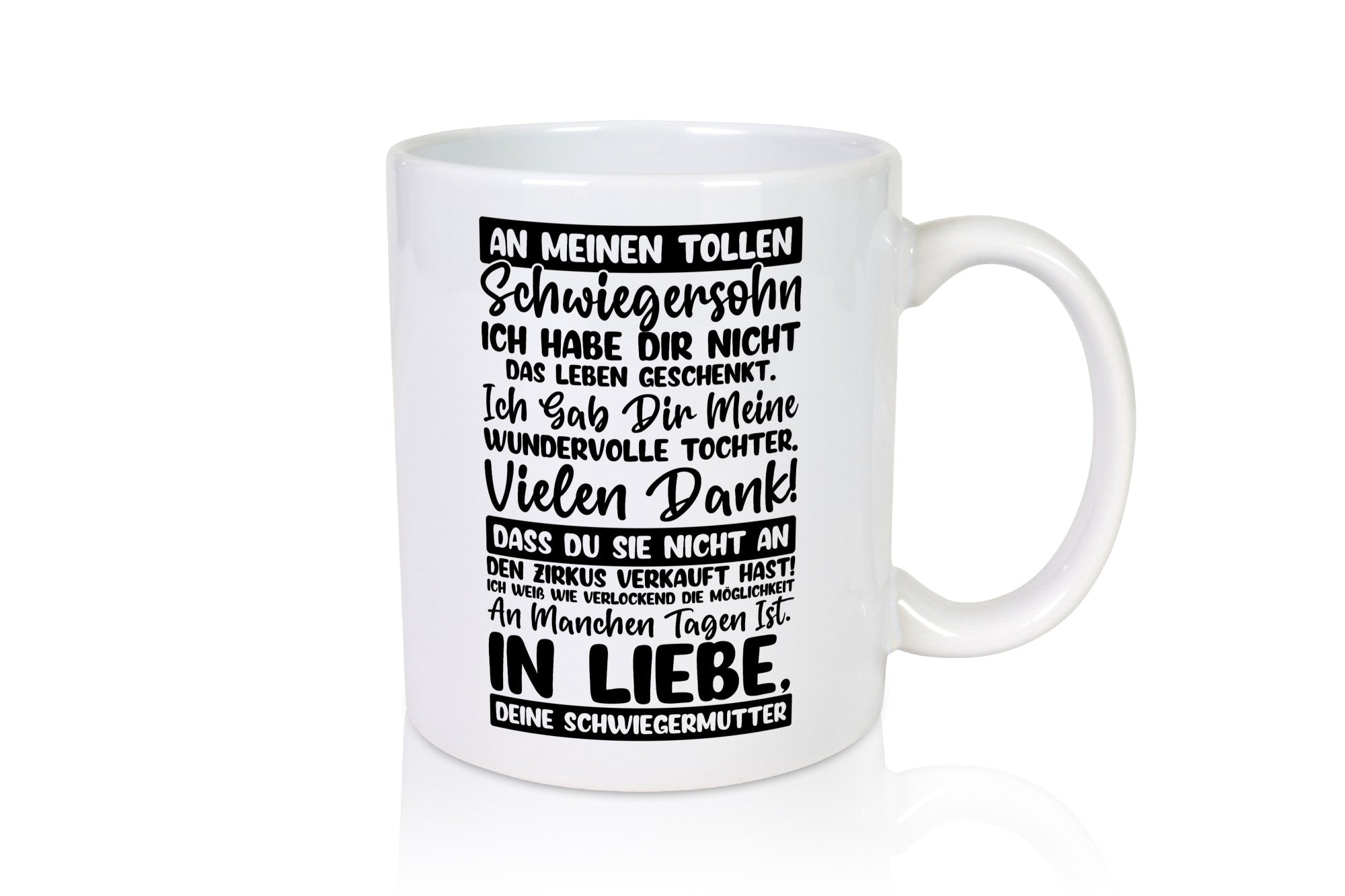 An meinen tollen Schwiegersohn vl1 Humor Familie Geschenkidee Tasse