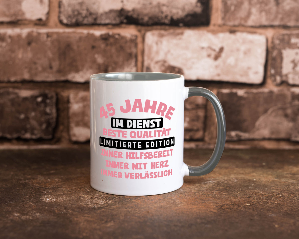 45 Jahre im Dienst | Jubiläum Arbeit v11 Geschenk Kollegen Büro lustiger Spruch Tasse